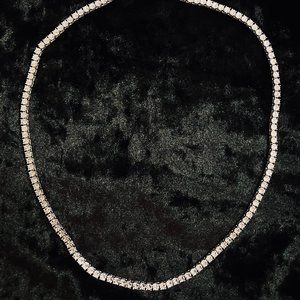 1.10CT Illusion Diamond Silver Necklace size 20 inch Long & 4mm Width